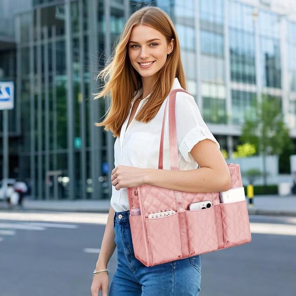 Water Resistant Tote Bag Nylon 17 Pockets Zipper Closure for Work School Nurses - Picture 7 of 7